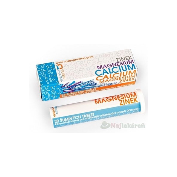 RosenPharma Zinek Magnesium Calcium 20 šumivých tablet