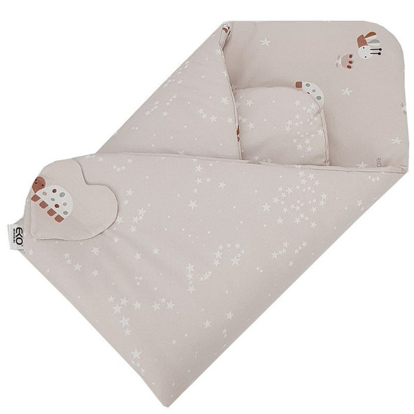 EKO Zavinovačka bavlněná oboustranná Bees Stars Beige 75 x 75 cm