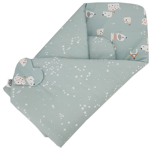 EKO Zavinovačka bavlněná oboustranná Dogs Stars Mint 75 x 75 cm
