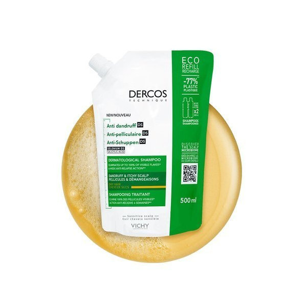 VICHY Dercos náhradní náplň šampon proti suchým lupům 390 ml