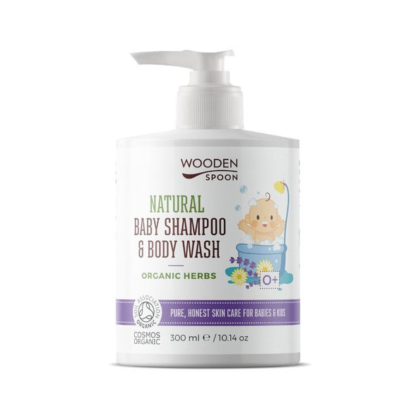 Wooden Spoon dětský sprcháč a šampon 2v1 s bylinkami 300 ml