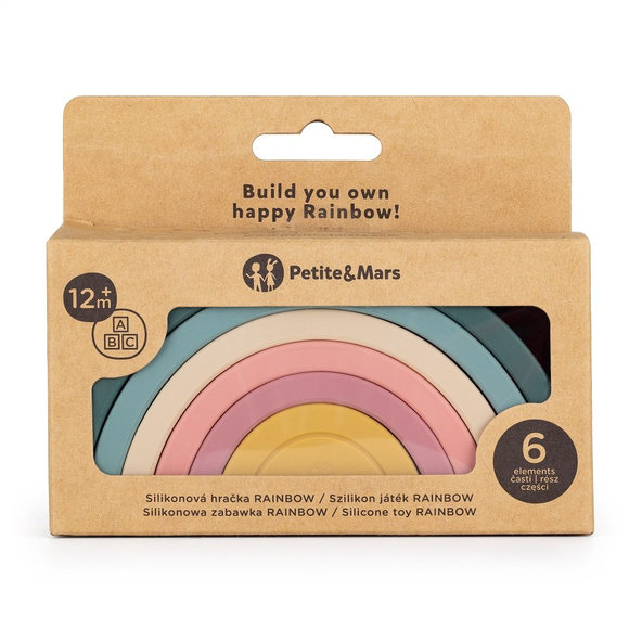 PETITE&MARS skládací hračka TAKE&MATCH Rainbow Misty Green 12 m+