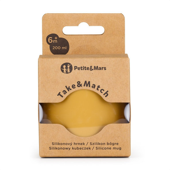 PETITE&MARS silikonový hrnek TAKE&MATCH Intense Ochre 6 m+