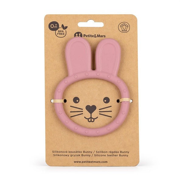 PETITE&MARS silikonové kousátko Bunny Dusty Rose 0 m+