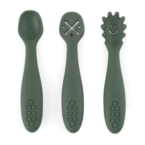 PETITE&MARS silikonové lžičky TAKE&MATCH Misty Green 6 m+ 3 ks