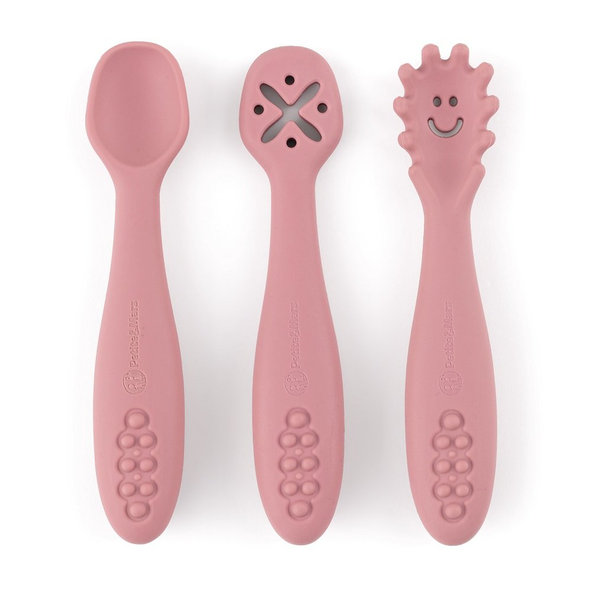 PETITE&MARS silikonové lžičky TAKE&MATCH Dusty Rose 6 m+ 3 ks