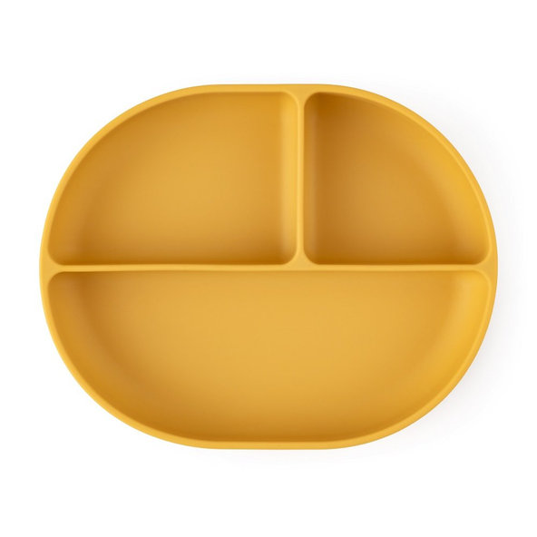 PETITE&MARS dělený oválný silikonový talíř TAKE&MATCH Intense Ochre 6 m+