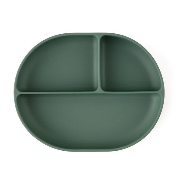 PETITE&MARS dělený oválný silikonový talíř TAKE&MATCH Misty Green 6 m+