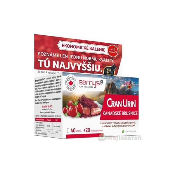 Barny's Cran-Urin kanadské brusinky 60 kapslí