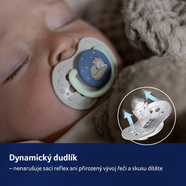 LOVI Night & Day Dudlík dynamický silikonový chlapecký 18 m+ 2 ks
