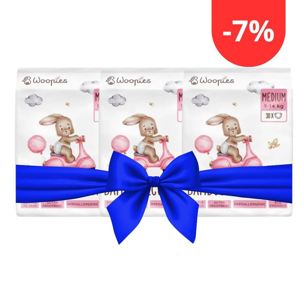 Wooden Spoon Woopies EKO plienky Medium 9–14 kg 3×30 ks