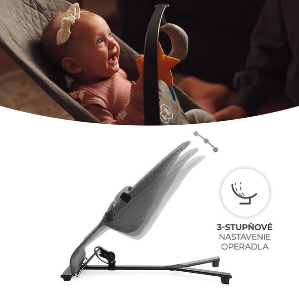 Kinderkraft hojdacie lehátko Mimi Grey 0–9 kg
