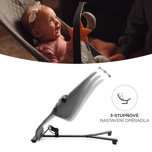 Kinderkraft hojdacie lehátko Mimi Grey 0–9 kg