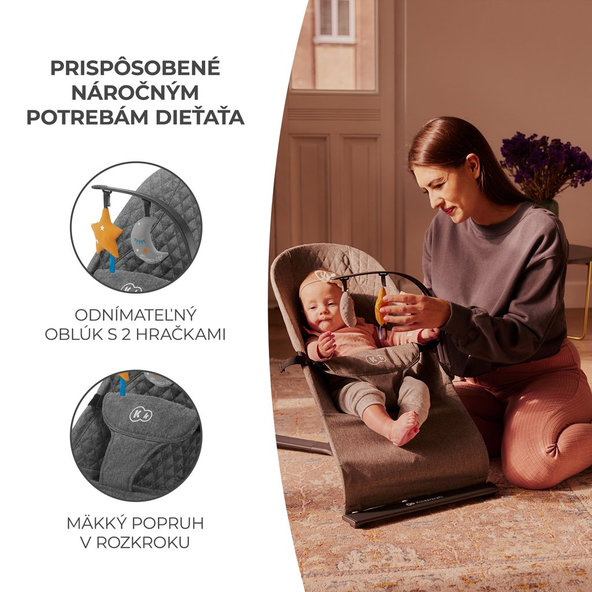 Kinderkraft hojdacie lehátko Mimi Grey 0–9 kg
