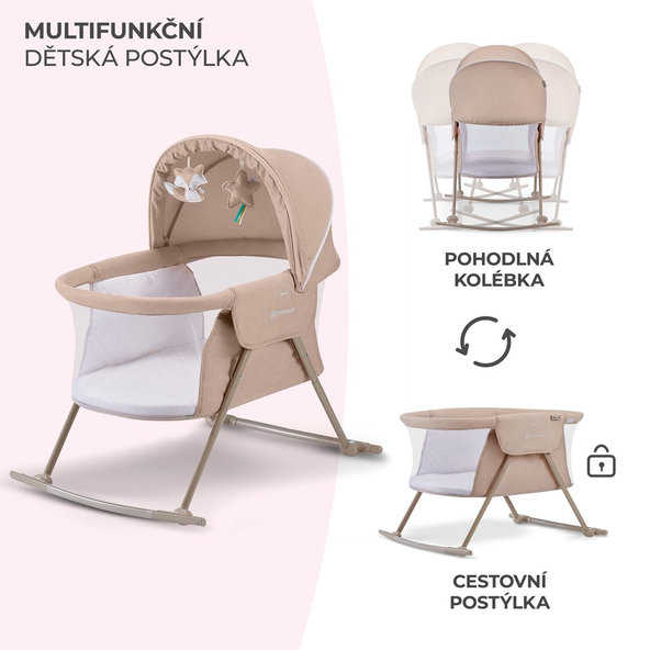 Kinderkraft detská postieľka 3v1 Lovi Beige