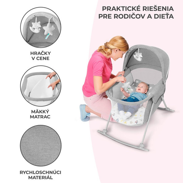 Kinderkraft detská postieľka 3v1 Lovi Gray