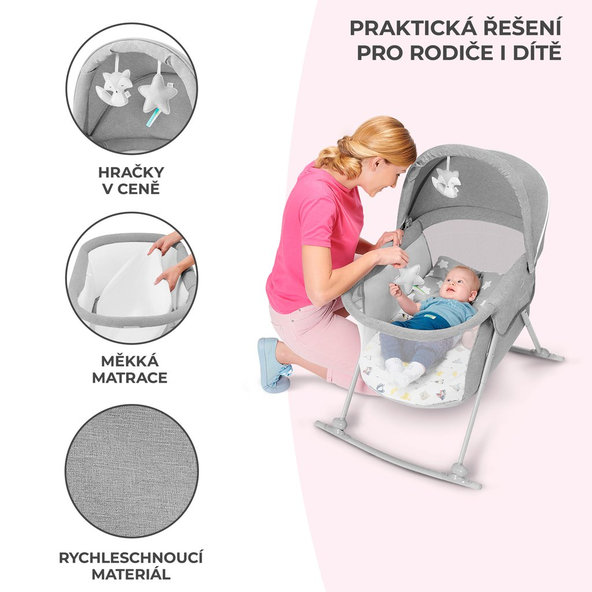 Kinderkraft detská postieľka 3v1 Lovi Gray