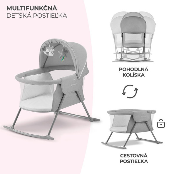 Kinderkraft detská postieľka 3v1 Lovi Gray