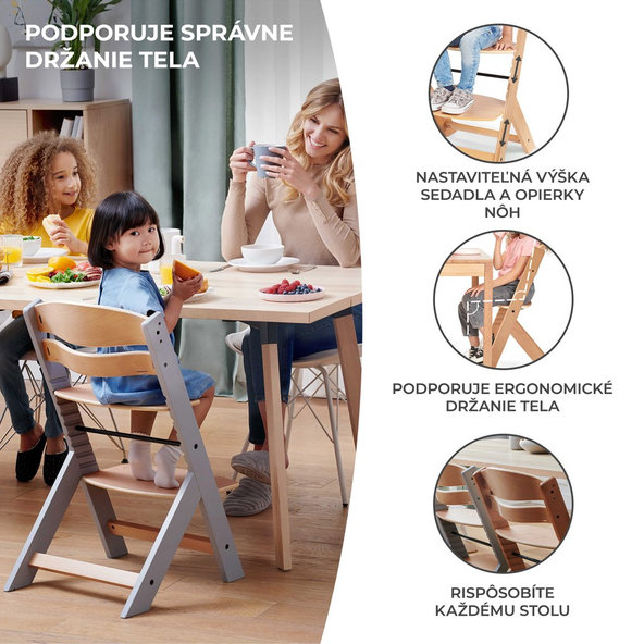 Kinderkraft jídelní židlička Enock Grey