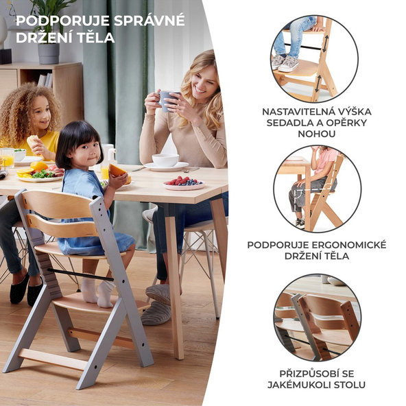 Kinderkraft jídelní židlička Enock Grey