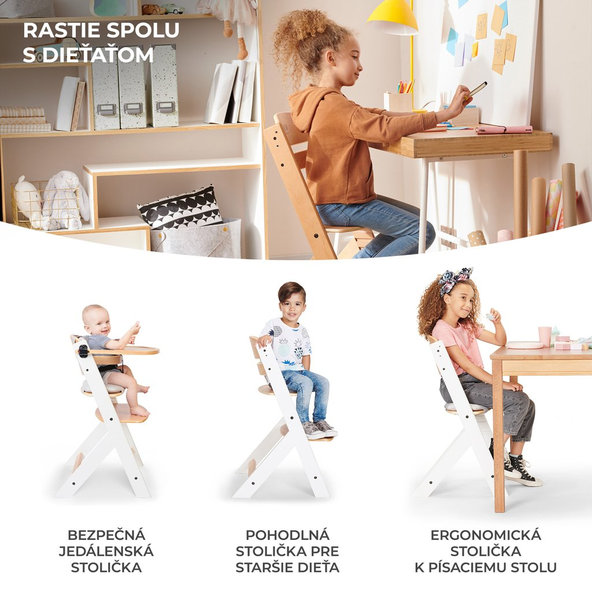 Kinderkraft jídelní židlička Enock Grey