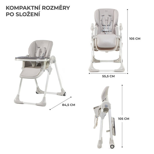 Kinderkraft jedálenská stolička Yummy Grey