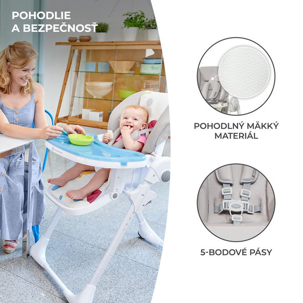 Kinderkraft jedálenská stolička Yummy Grey