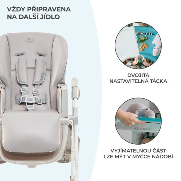 Kinderkraft jedálenská stolička Yummy Grey