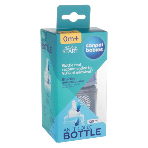 Canpol Babies EasyStart Gold antikoliková kojenecká láhev modrá 120 ml