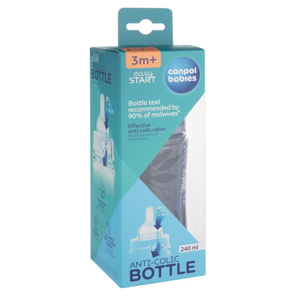 Canpol Babies EasyStart Gold antikoliková kojenecká láhev modrá 240 ml