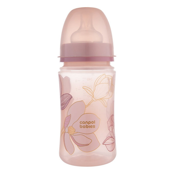 Canpol Babies EasyStart antikoliková kojenecká láhev Gold růžová 240 ml