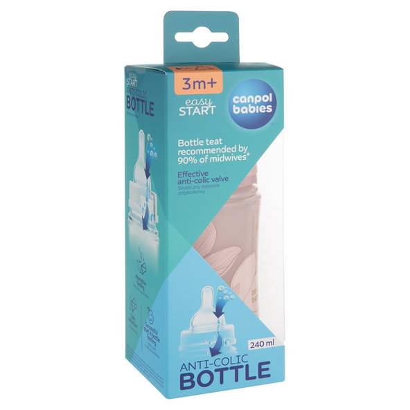 Canpol Babies EasyStart antikoliková kojenecká láhev Gold růžová 240 ml