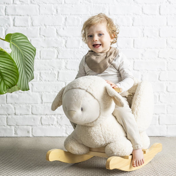 NATTOU Houpačka Teddy plyšová ovečka ecru 10 m+