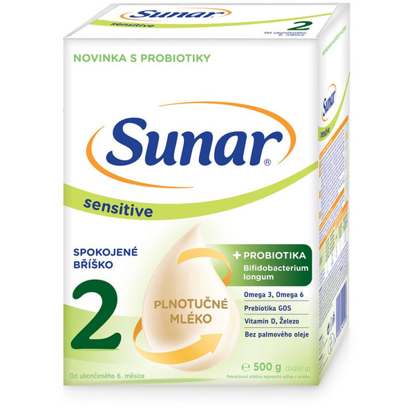 Sunar Sensitive 2 následné kojenecké mléko 6m+ 500 g