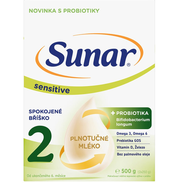 Sunar Sensitive 2 následné kojenecké mléko 6m+ 500 g
