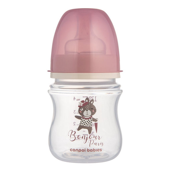 Canpol babies Láhev s širokým hrdlem Bonjour Paris růžová 120 ml