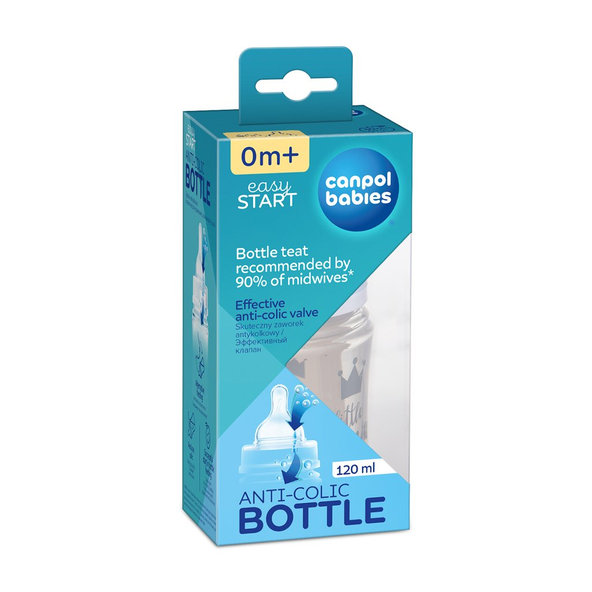 Canpol Babies láhev se širokým hrdlem Royal Baby modrá 120 ml