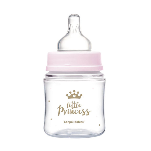Canpol Babies láhev se širokým hrdlem Royal Baby růžová 120 ml