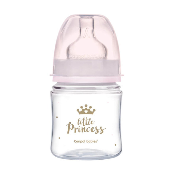 Canpol Babies láhev se širokým hrdlem Royal Baby růžová 120 ml