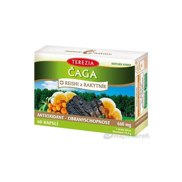 Terezia Čaga + Reishi a rakytník 60 kapslí