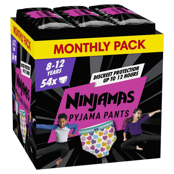 Pampers Ninjamas plenkové kalhotky Srdíčka 27–43 kg 54 ks