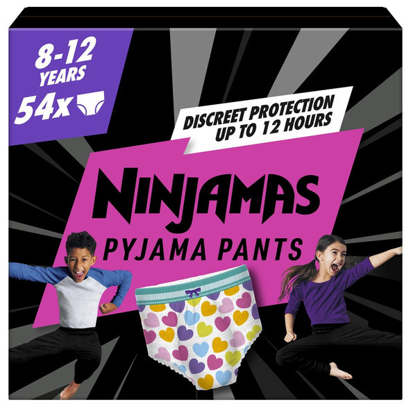 Pampers Ninjamas plenkové kalhotky Srdíčka 27–43 kg 54 ks