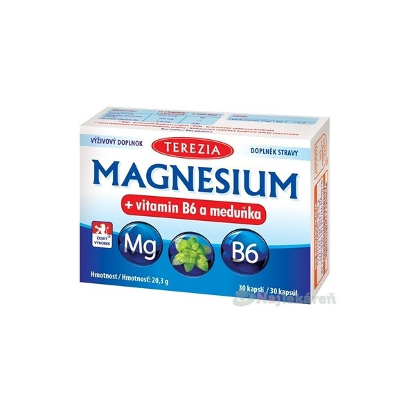 Terezia Magnesium + vitamín B6 a meduňka 30 kapslí