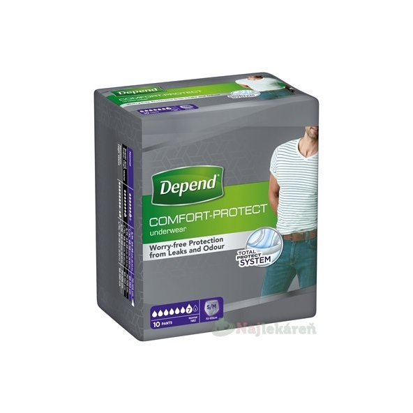 DEPEND Normal Inkontinenční kalhotky S/M savost 1000 ml pánské 10 ks