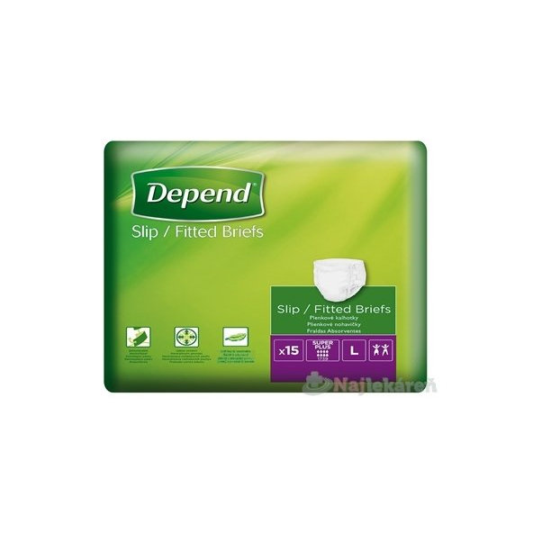 DEPEND Slip Super Plus Inkontinenční kalhotky plenkové L 15 ks
