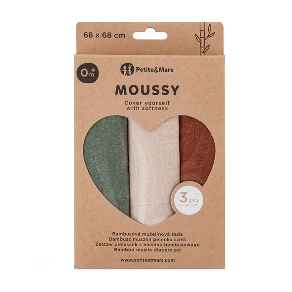 PETITE & MARS Sada plen Moussy Earth Tones 68 × 68 cm 3 ks