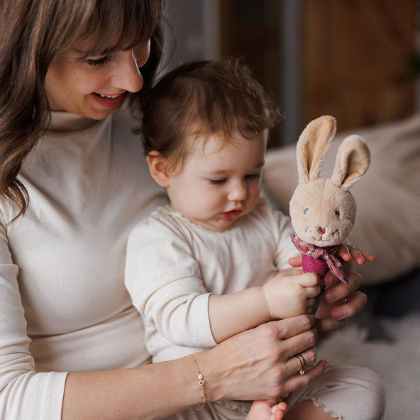 Babyono Rabbit Karo pískací hračka s kousátkem 3 m+