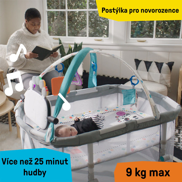 BABY EINSTEIN Postýlka s ohrádkou na hraní 3v1 Kick & Snooze™ 0m+