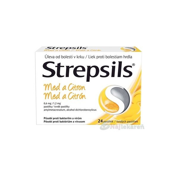 Strepsils med a citron na bolest v krku 24 pastilek
