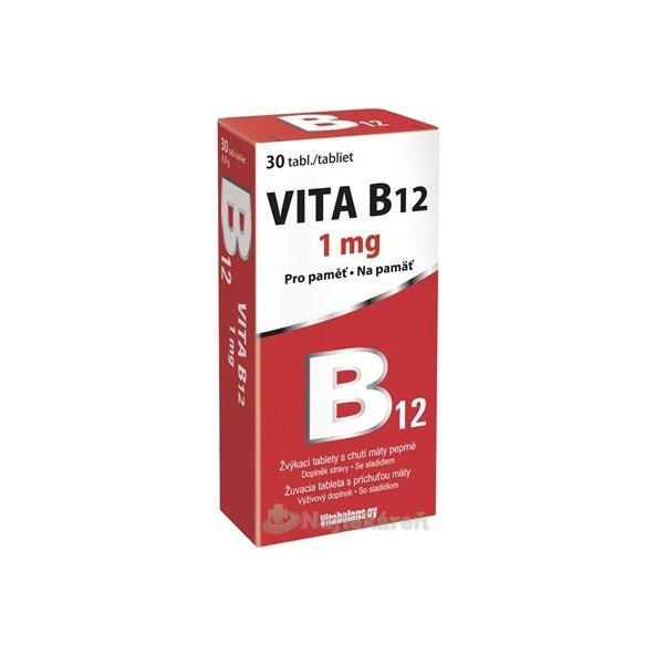 Vitabalans Vita B12 1 mg žvýkací tablety máta 30 tablet